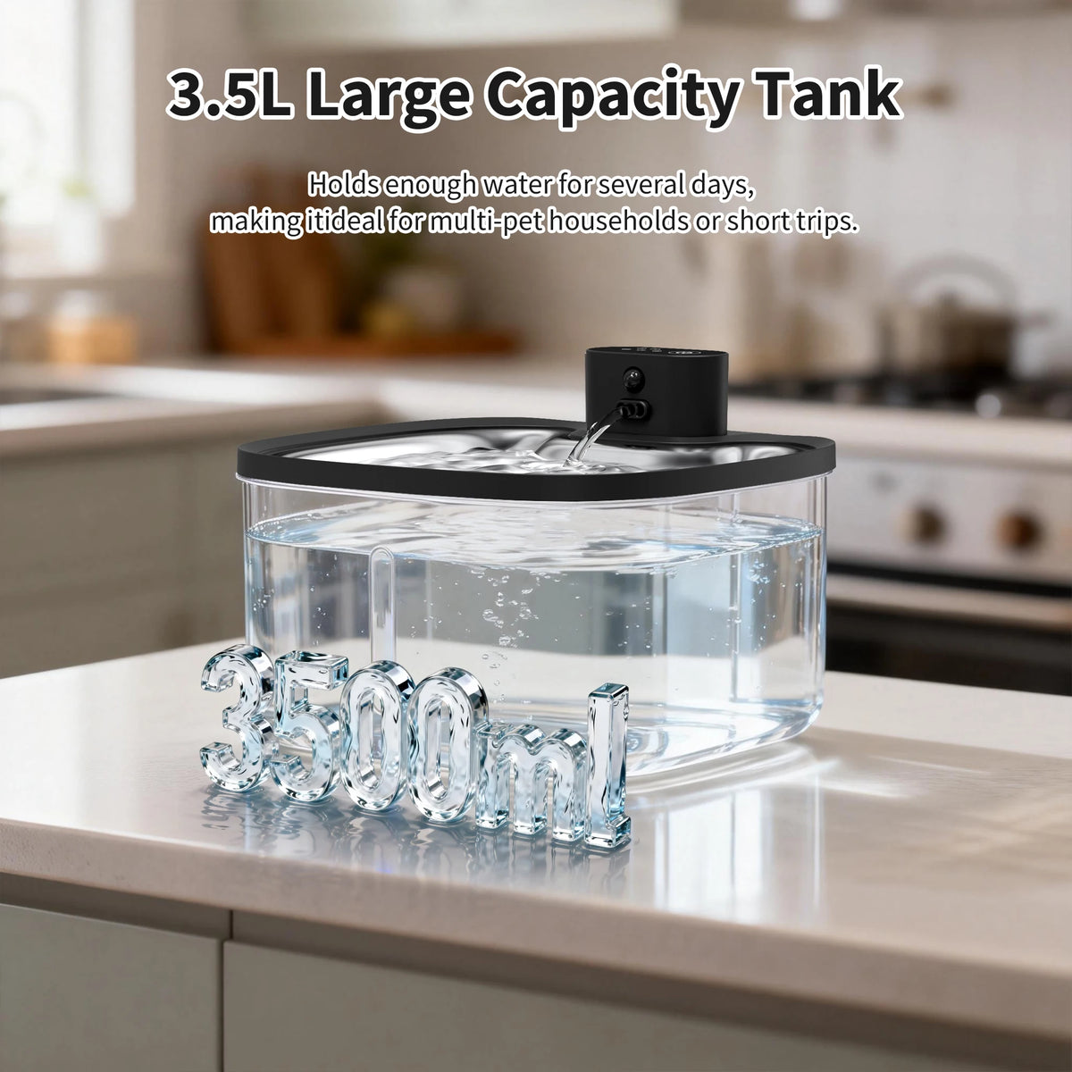 3.5L/118oz Stainless Steel Wireless Smart Cat Water Fountain, Ultra-Quiet Automatic Pet Drinking Fountain with Water Level Window and Motion Sensor, Suitable for Indoor Cats & Dogs Water Bowl Dispenser