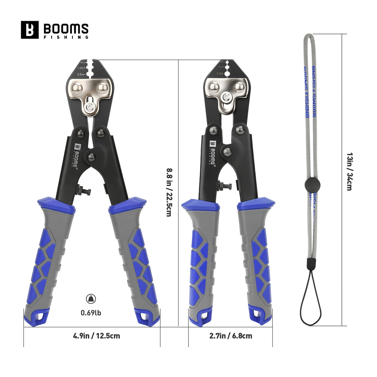 Booms Fishing XW42 Fishing Crimping Pliers Tool Suitable For the Diameter is 0.5mm to 2.2mm Steel Wire Line 8.8in Fishing Tools
