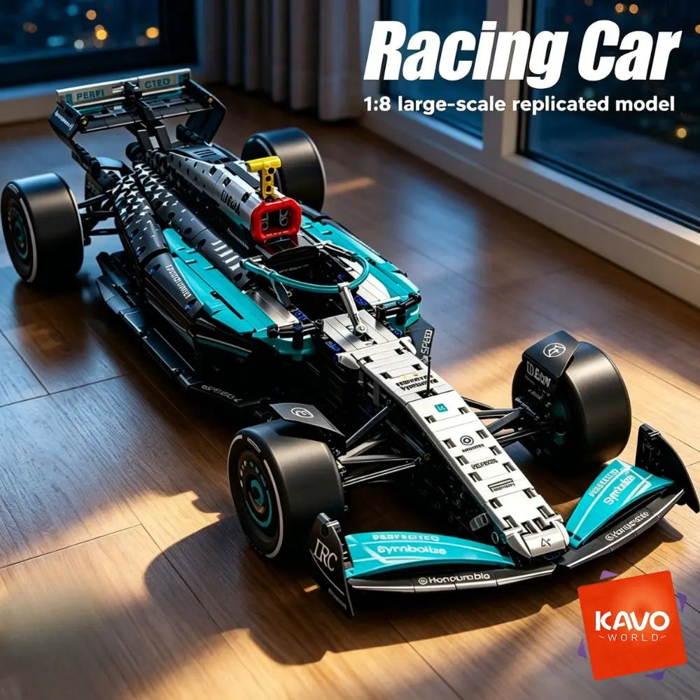 KAVOWORLD DIY Technical Champions Drift Racing Car Brick Model 1:8 Building Blocks Sports Car Puzzle Toys For Home Display Desktop Decor Interlocking Steering Mechanism Realistic Rear Wing Structure Birthday Christmas New Ye
