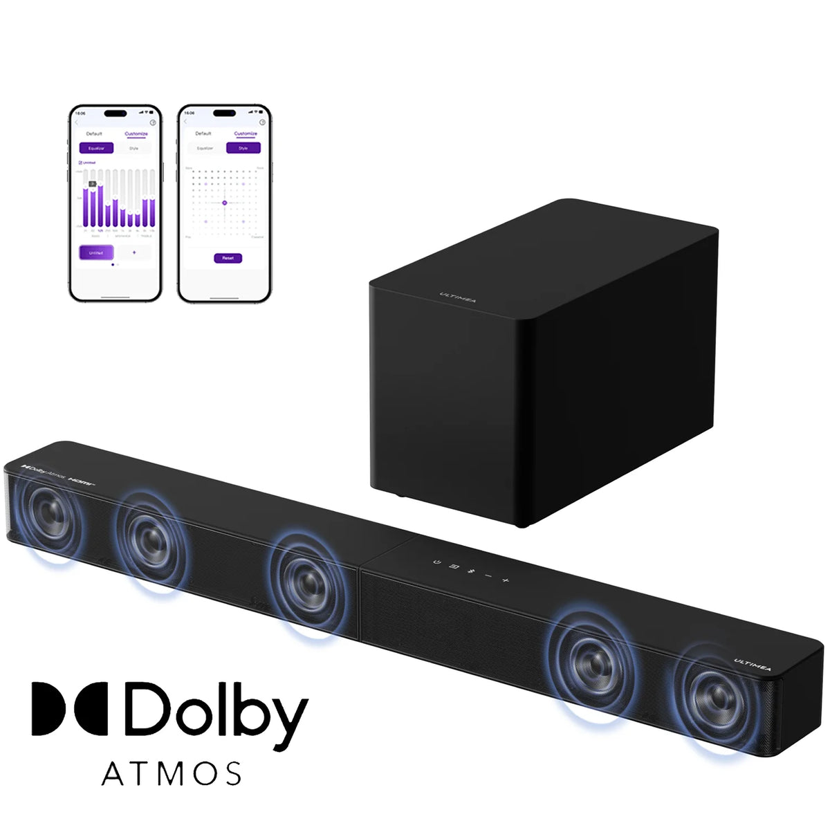 ULTIMEA 5.1 Soundbar with Dolby Atmos, 3D Surround System Soundbar for TV with Wireless Subwoofer, APP Control, Home Theater TV