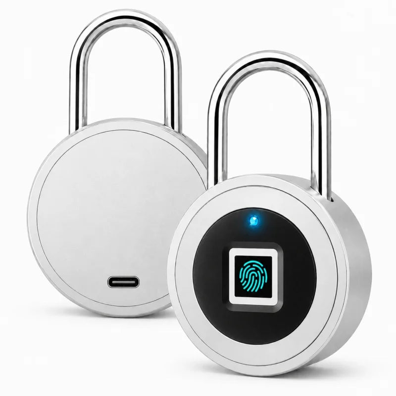 Smart Lock Fingerprint Padlock IP68 Waterproof 0.5s Unlock 20 Fingerprints USB Rechargeable for Luggage Gym Office Safe