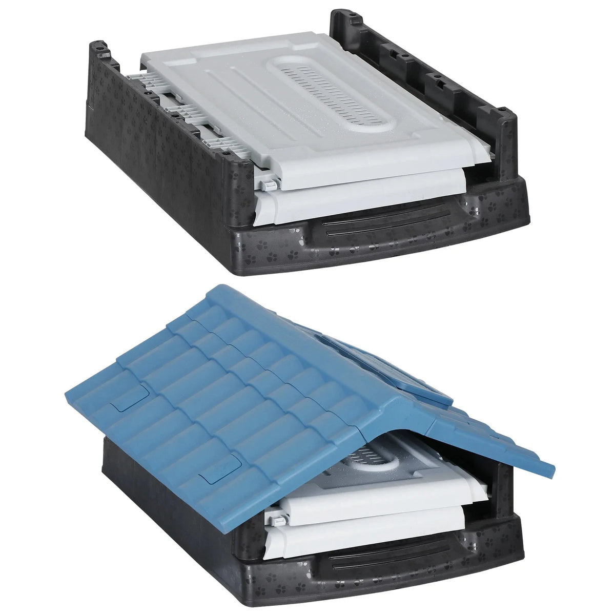 26.8'' Folding Medium Dog House Plastic with Adjustable Skylight & Elevated Base