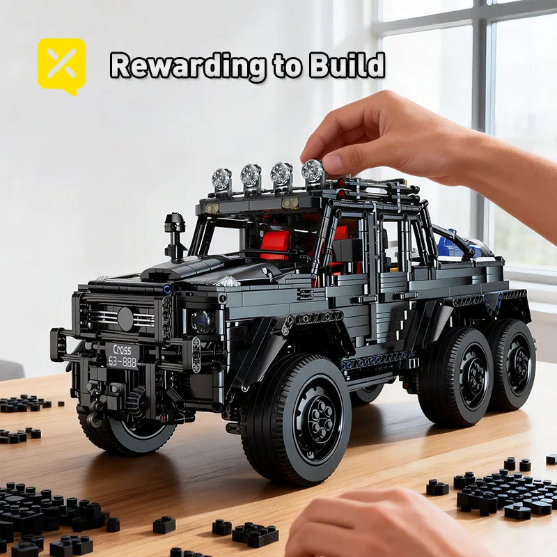 KAVOWORLD 6x6 Black Off-Road Truck Building Blocks Set 1:8 Pickup Truck Car Construction Kit DIY Bricks Toy Gift for Adults Teen