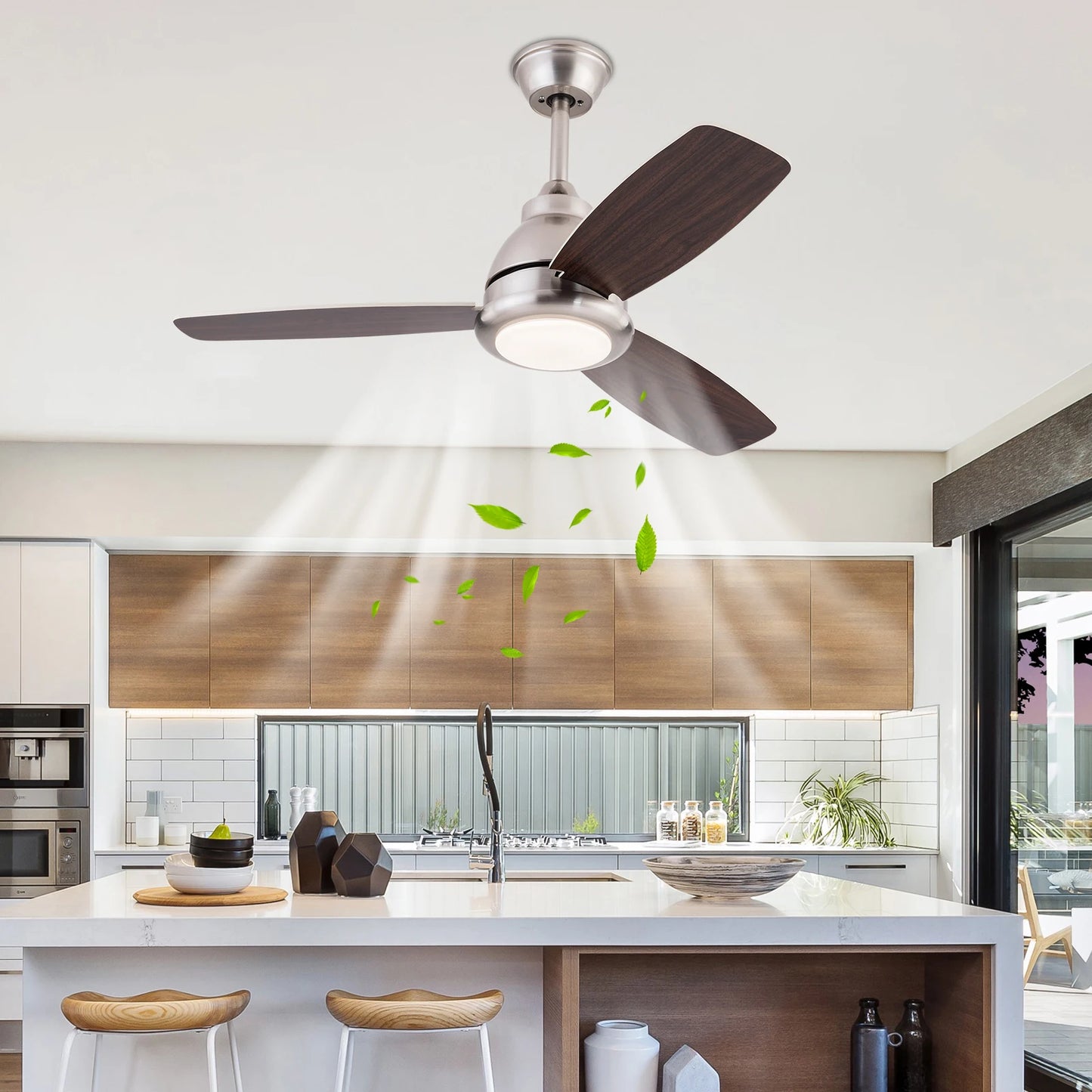 6 Speeds Ceiling Fan Light 35dB Quiet Pure Copper Motor with Remote Control 3 Color Dimmable LED Timer 1-4H Reversible Function For Bedroom Living Room Dining Room Home Office