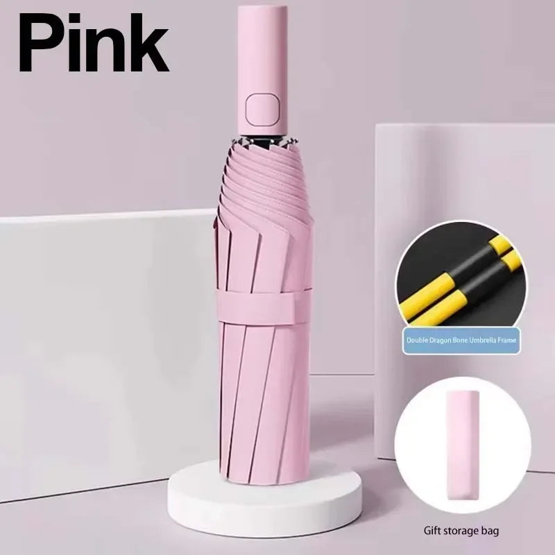 DIXSG Sturdy Fully Automatic Double-Rib 24 Bones Sun Rain Umbrella Windproof SPF50+ UV Protection Portable for Travel 2026 NEW