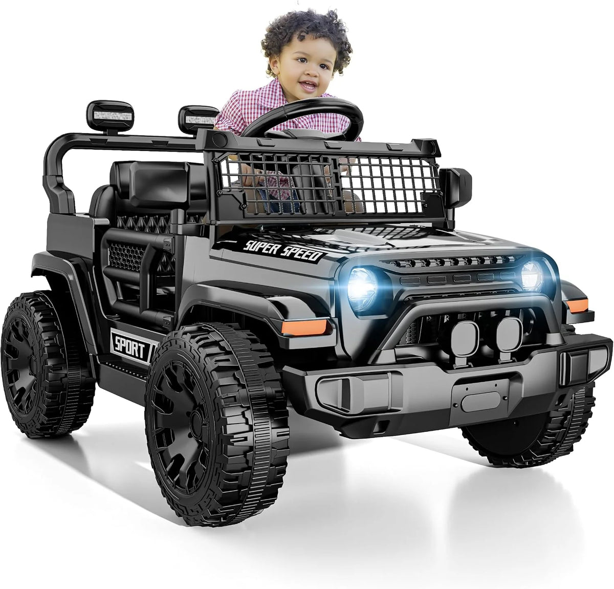 12V Ride on Car for Kids, Electric Car with Parent Remote Control, Spring Suspension, LED Lights & Music Player, Easy to Assemble