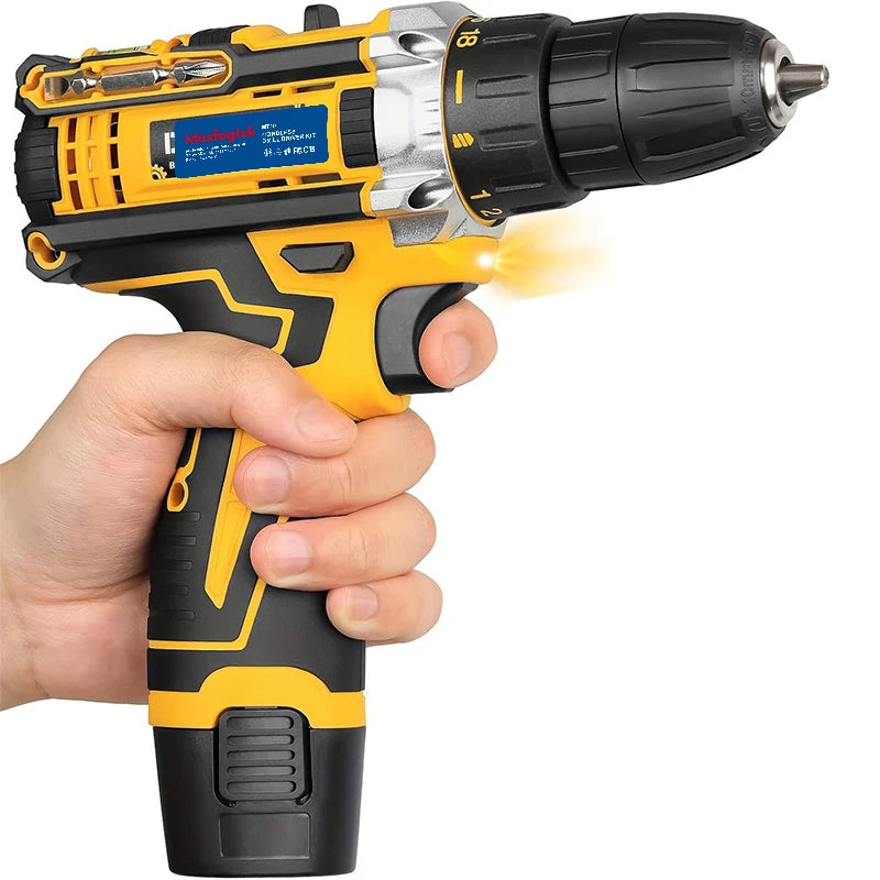 DIY Repair Power Tool Mini Portable 12V Cordless Impact Drill Driver 3/8 Inch Chuck Portable Mini Wireless Electric Screwdriver Rechargeable Lithium Ion Power Hand Drill Adjustable Speed Compatible with MT Battery Household