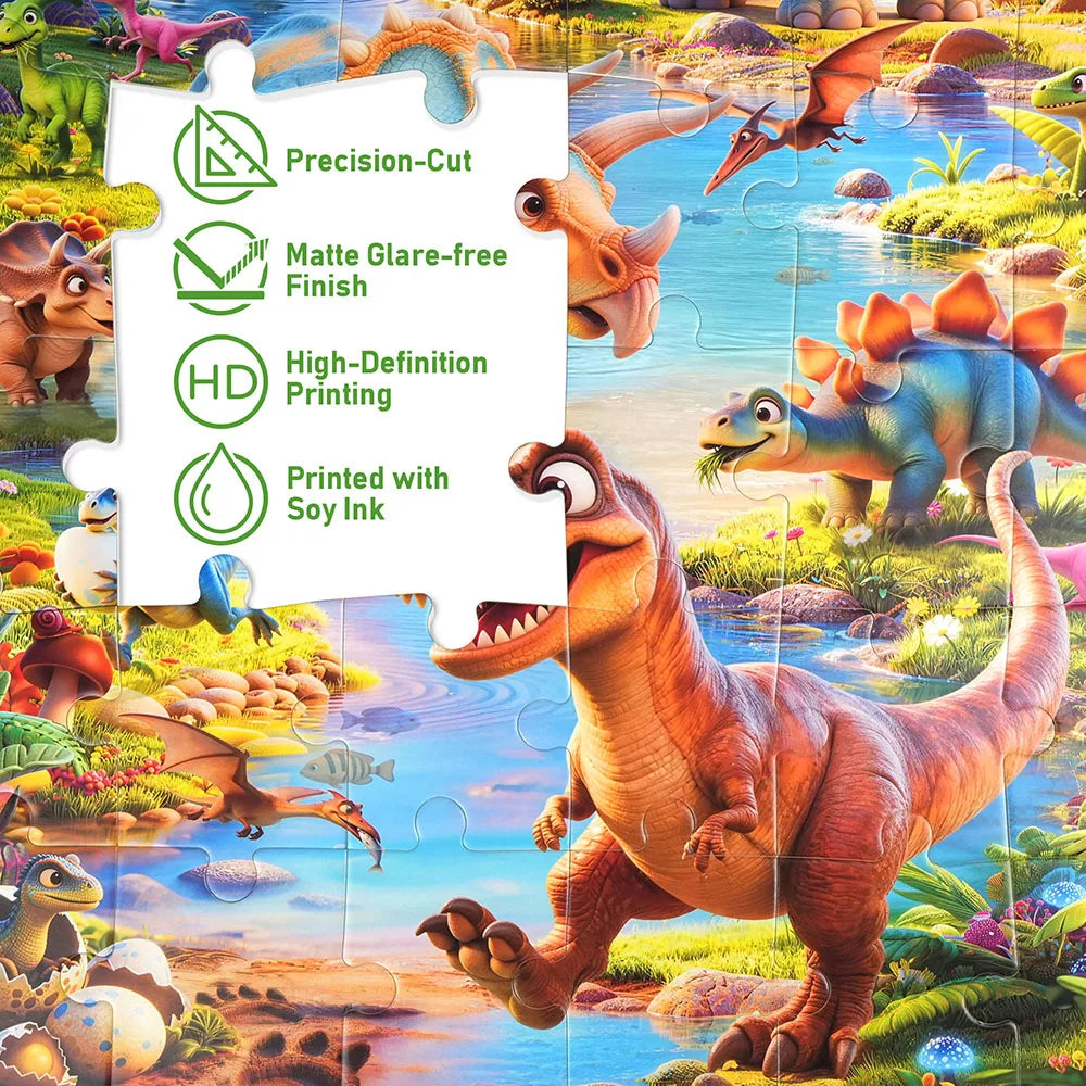 42 Piece Dinosaur Floor Jigsaw Puzzles, Dinosaur Educational Development Toys, Christmas Holiday Gifts for Boys Girls Children, Portable Boxed Brain-Teaser for Early Problem-Solving Skills & Motor Development, Learning Toys D