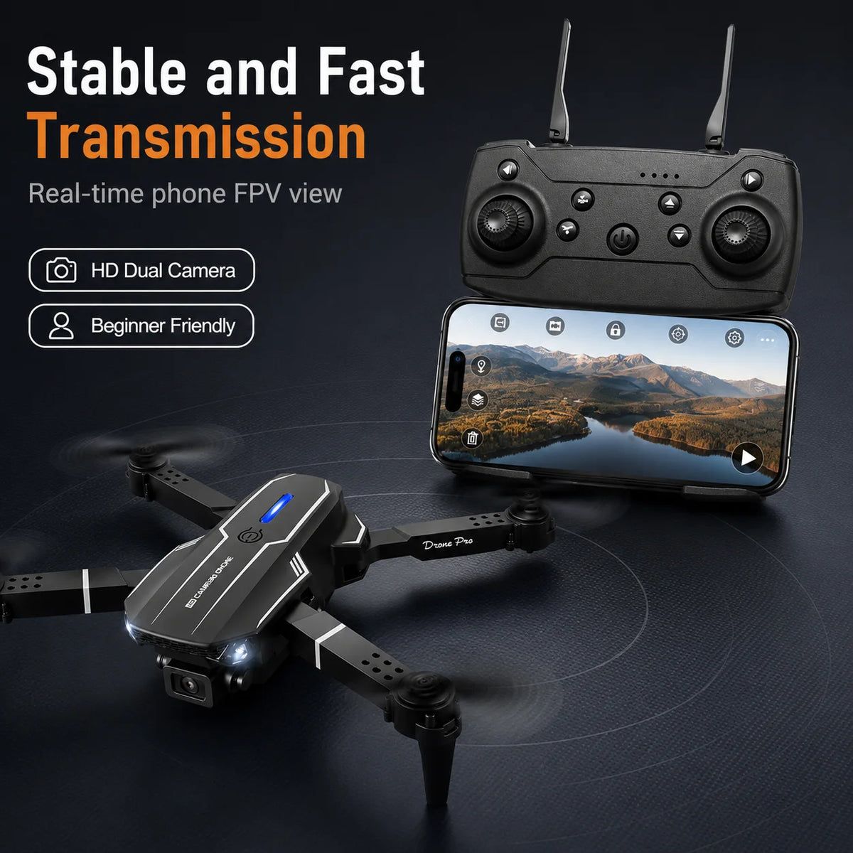 ZNLYRION RC Drone 4K S101 Foldable HD Dual Camera WIFI FPV APP Waypoint Flight Altitude Hold 6-Axis Gyro Quadcopter for Beginners