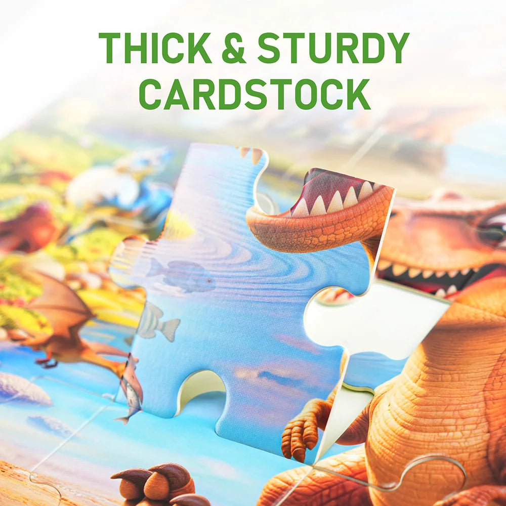 42 Piece Dinosaur Floor Jigsaw Puzzles, Dinosaur Educational Development Toys, Christmas Holiday Gifts for Boys Girls Children, Portable Boxed Brain-Teaser for Early Problem-Solving Skills & Motor Development, Learning Toys D
