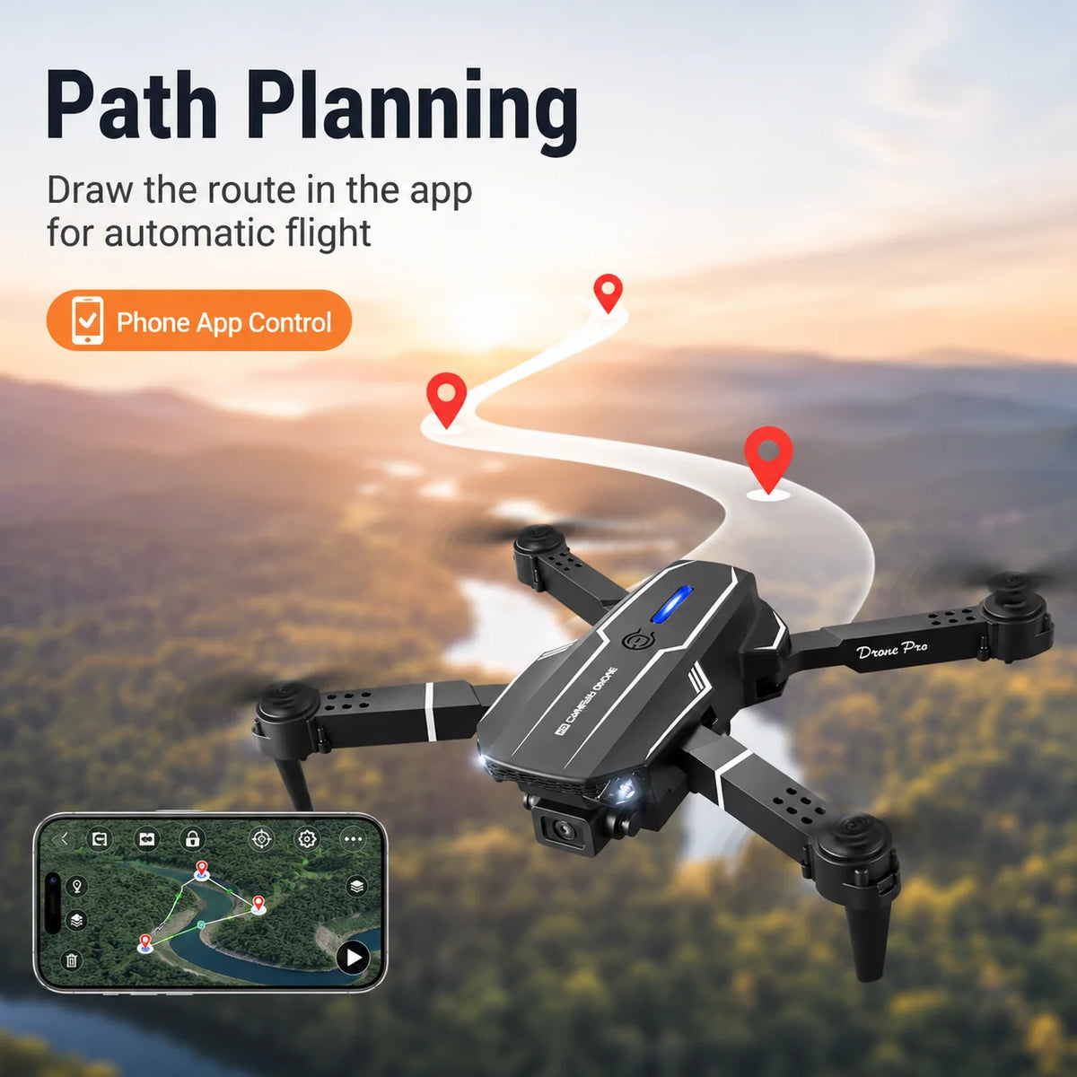 ZNLYRION RC Drone 4K S101 Foldable HD Dual Camera WIFI FPV APP Waypoint Flight Altitude Hold 6-Axis Gyro Quadcopter for Beginners