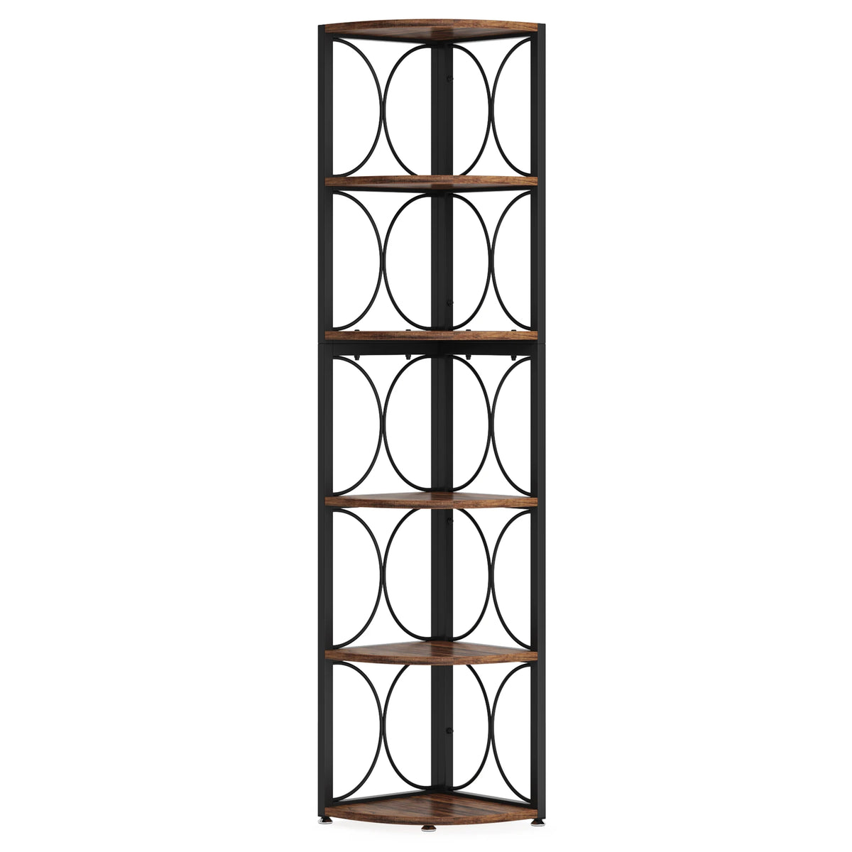 Tribesigns 67 inch Tall Corner Shelf, 6 Tier Rustic Corner Bookshelf Bookcase Storage Rack Standing Shelving Unit