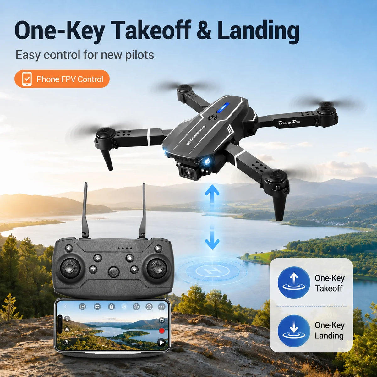 ZNLYRION RC Drone 4K S101 Foldable HD Dual Camera WIFI FPV APP Waypoint Flight Altitude Hold 6-Axis Gyro Quadcopter for Beginners