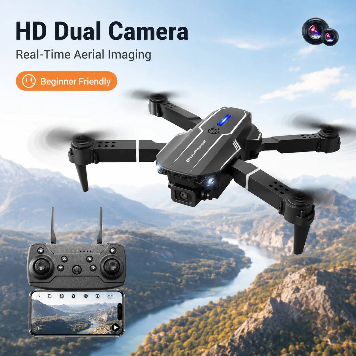 ZNLYRION RC Drone 4K S101 Foldable HD Dual Camera WIFI FPV APP Waypoint Flight Altitude Hold 6-Axis Gyro Quadcopter for Beginners