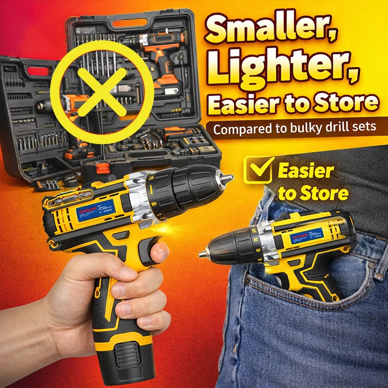 DIY Repair Power Tool Mini Portable 12V Cordless Impact Drill Driver 3/8 Inch Chuck Portable Mini Wireless Electric Screwdriver Rechargeable Lithium Ion Power Hand Drill Adjustable Speed Compatible with MT Battery Household