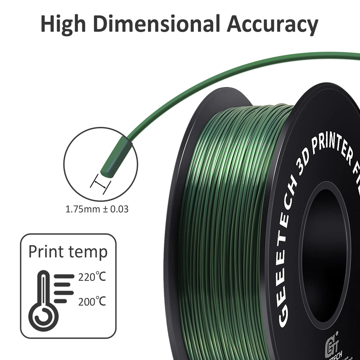 GEEETECH 3D Silk PLA Filament 1kg 1.75mm Spool Wire for 3D Printer Material, Safety, Vacuum Packaging Suitable For Bambu Lab