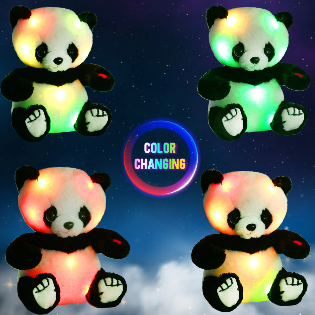12'' Light Up Panda Stuffed Animals Kawaii Panda Bear Plush w/ LED Light, Christmas Birthday Gift for Kids Boys Girl Hugging Toy