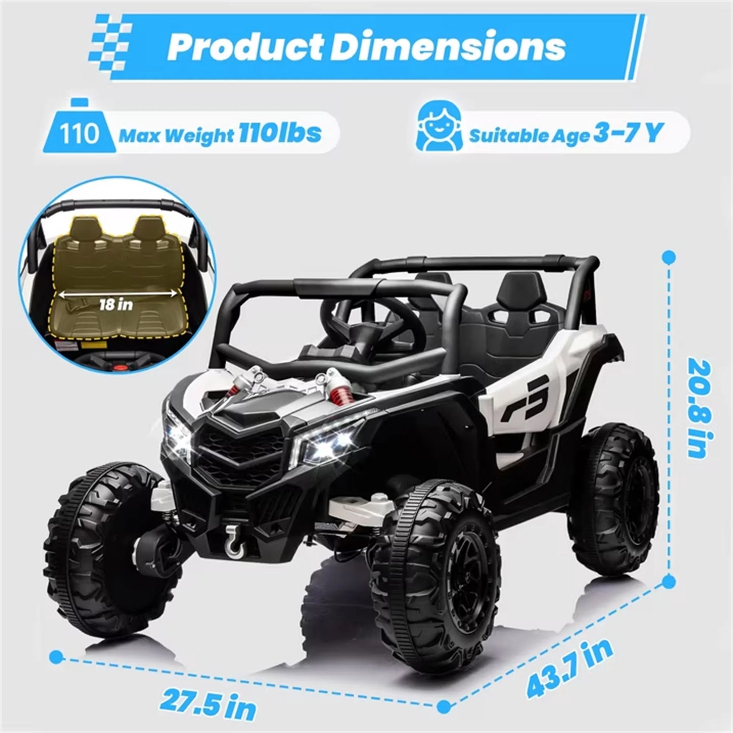 Joyracer 24 Volt Ride on Toys with Remote, 4WD Power UTV Wheels with 800W Motors, Bluetooth, Spring Suspension, LED Light, 3 Speeds, Black