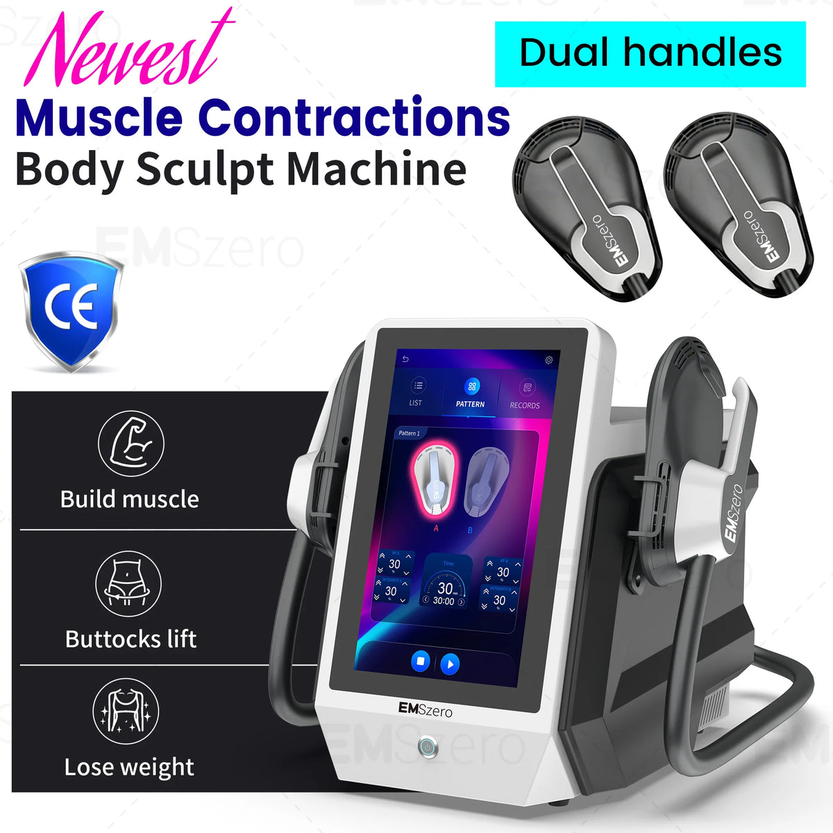 MYOslim Body Shaping Machine 6500W RF 15T 200HZ, Electromagnetic Stimulator, for Fat Burning and Muscle Building