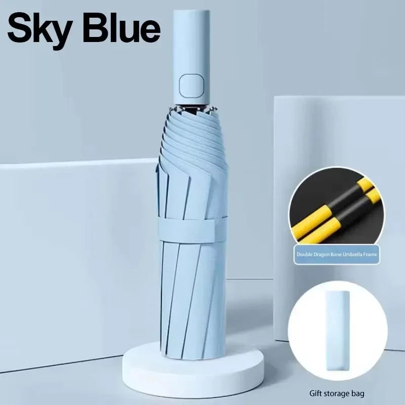 DIXSG Sturdy Fully Automatic Double-Rib 24 Bones Sun Rain Umbrella Windproof SPF50+ UV Protection Portable for Travel 2026 NEW