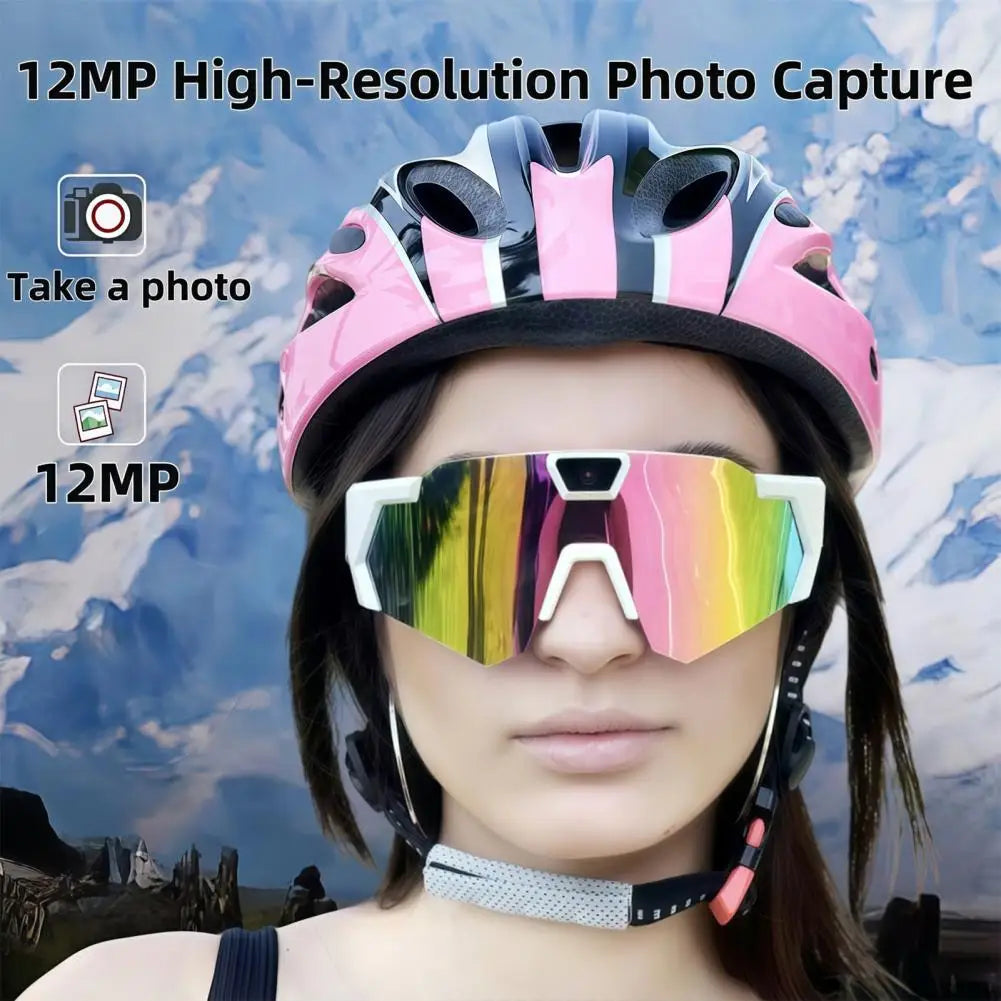 POV Glasses with Memory Card 4K Smart Baseball Sunglasses with Camera Photos Audios Videos Recording Camera Wearable Eyewear