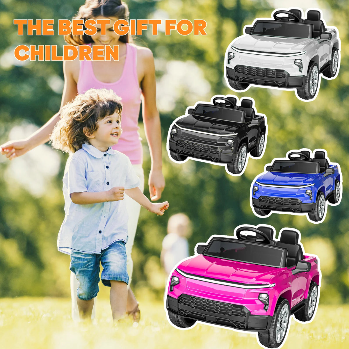 24V Licensed Chevrolet Silverado Electric Car for Kids, Ride-On Truck with Parent Remote Control, Soft Start, 3 Speeds, Music Player, Seat Belts