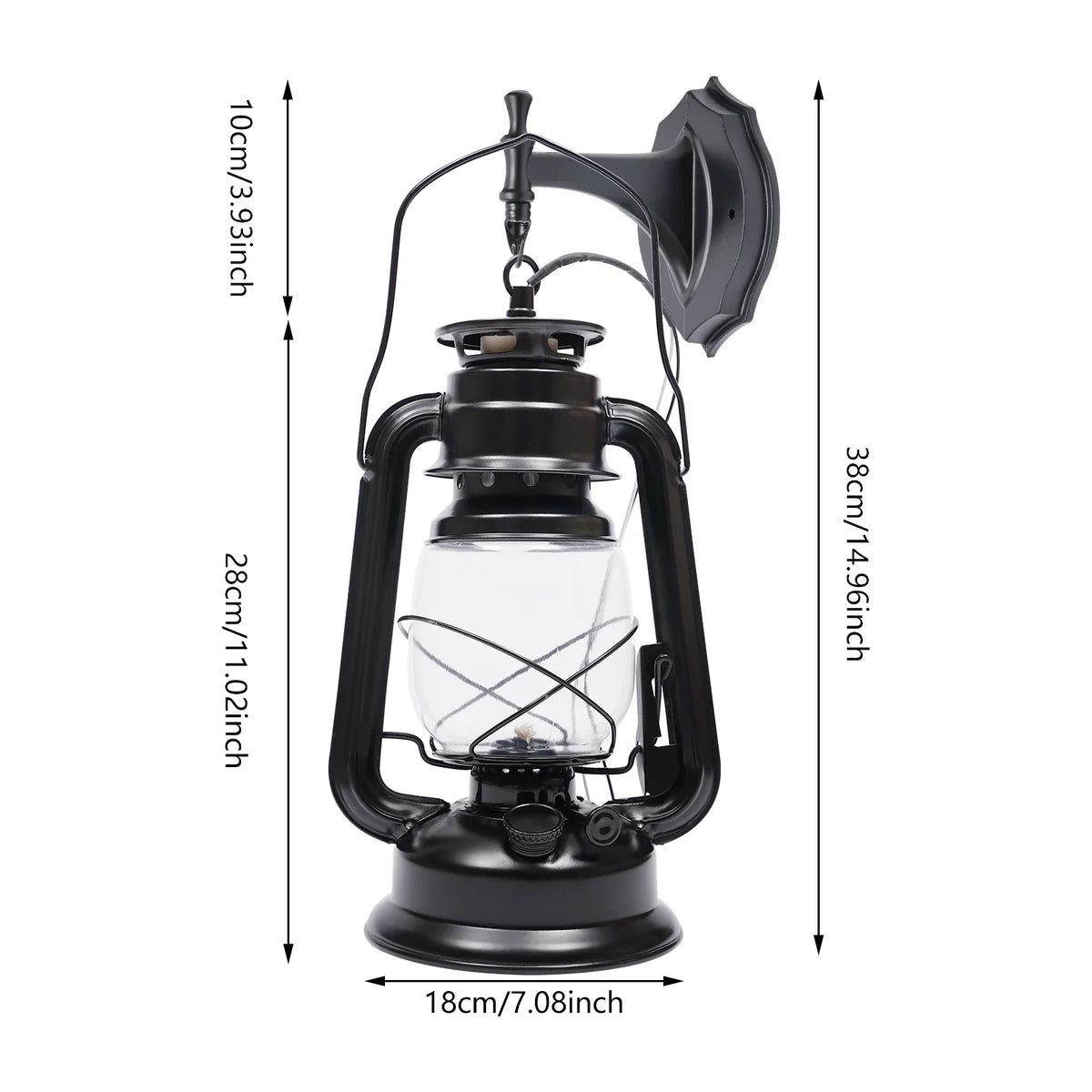 NEWEST Rustic Wall Sconce Lantern Light,Vintage Wall Lamp,  Indoor Old Fashioned Lantern for Hallway Farmhouse Loft Black