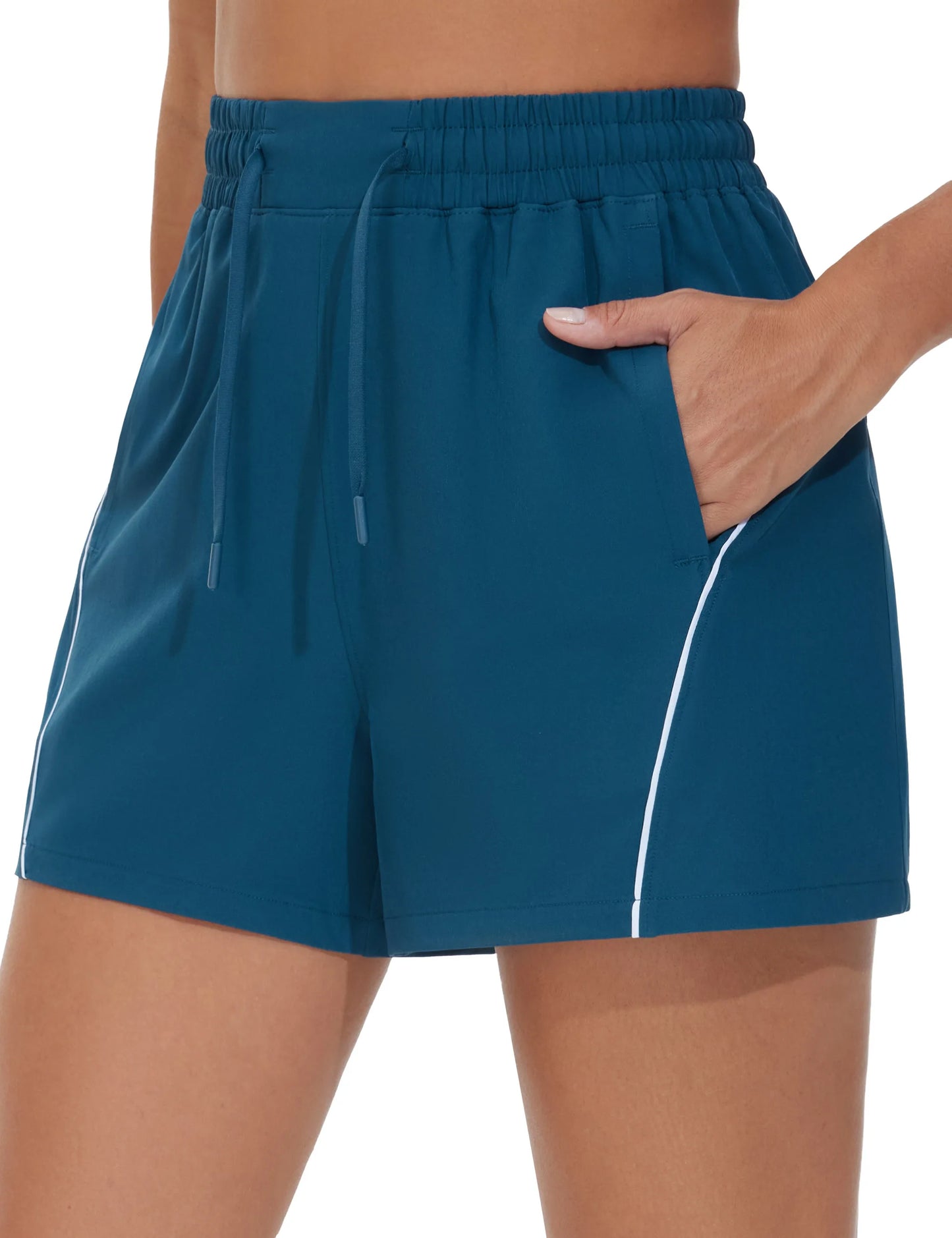 THE GYM PEOPLE Women's High Waist Running Shorts with Pockets Loose Fit Lightweight Workout Yoga Athletic Tracks