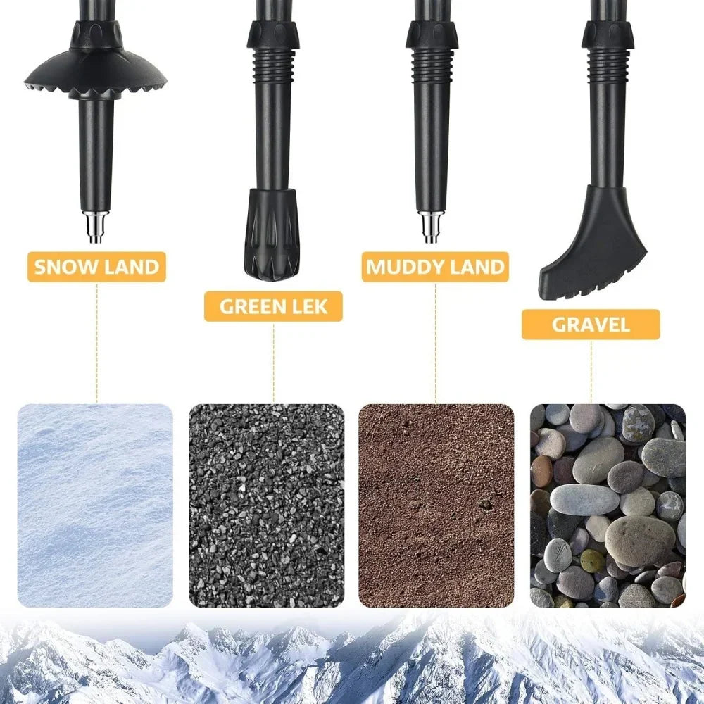 Trekking Poles 2PCS Ultralight Foldable Telescopic Nordic Walking Hiking Sticks Collapsible Outdoor Camping Trail Running Canes