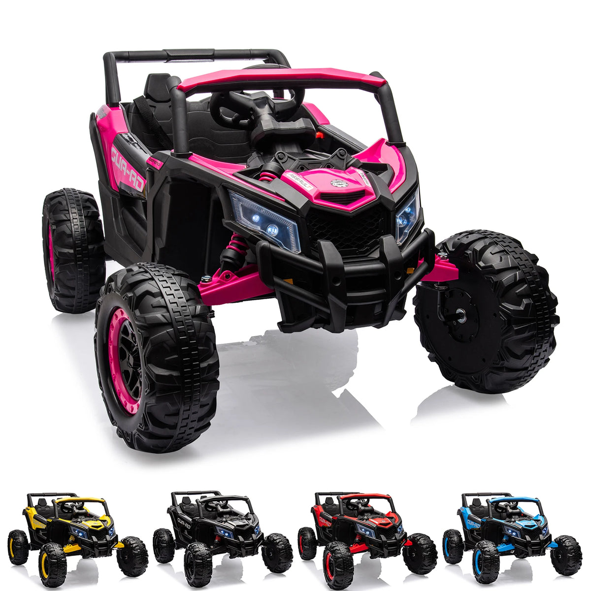 24V Kids Ride On UTV Car With Remote Control, Dual Motors, EVA Tires, Spring Suspension, LED Lights, USB Music, 2 Seat Electric Toy