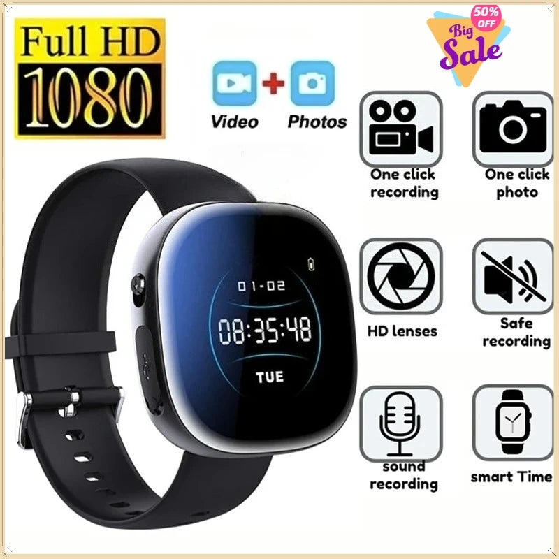 1080P Watch Mini Camera Audio Video Sound Voice Recorder Micro Smart Watch 4-128GB Sport DV Noise Reduce Recording Smart Watch