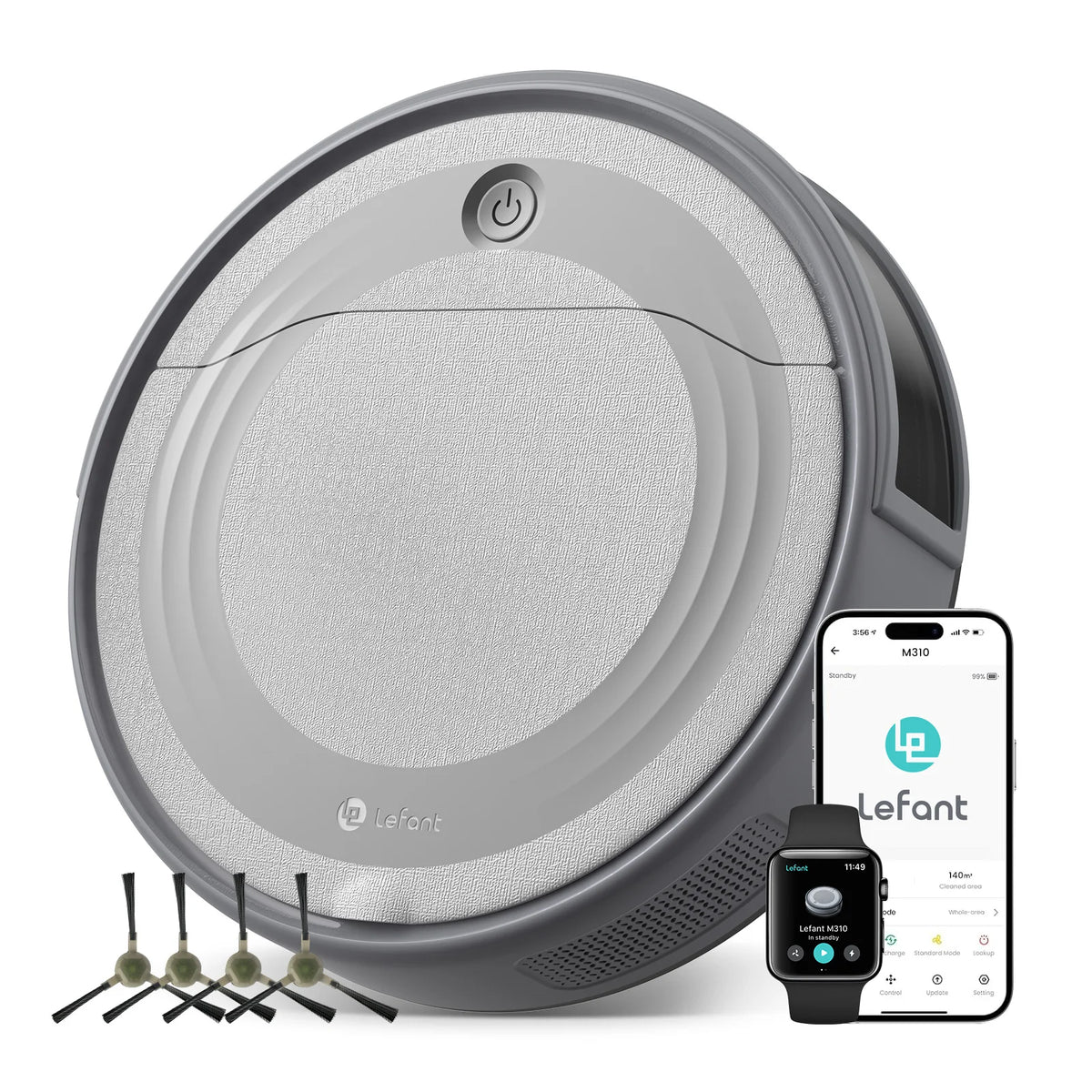 Lefant M310 Robot Vacuum Cleaner– 4500Pa Suction, Ultra-Slim & Quiet, PreciSense Obstacle Avoidance, WiFi/App/Voice Control, 160-Min Runtime, Self-Charging – Ideal for Pet Hair & Hard Floors (Gray)