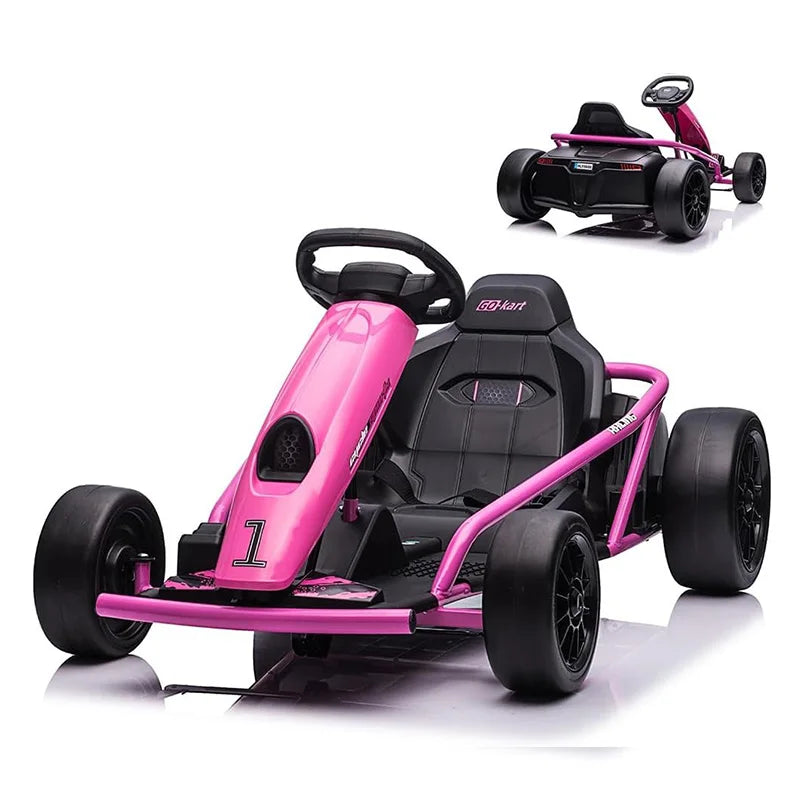 Kids Electric Go Kart 24V Dual 300W Brushless Motors 8 MPH Drift Racing Car with Wide Seat EVA and Nylon Tires Battery Powered Ride On Toy for Boys Girls Ages 8 12 Red