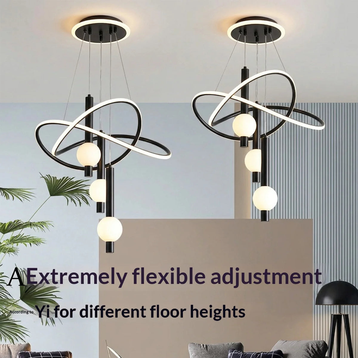 Lollipop-Shaped LED Pendant Light, with Three Adjustable Light Colors, Remote Control/Switch Operation, and Adjustable Height; Ideal for Above Dining Tables, in Bedrooms, and More
