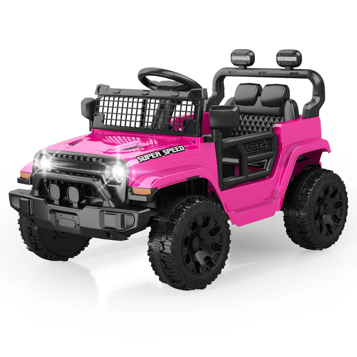 12V Ride On Car with Parent Remote Control, Electric Car with Spring Suspension, LED Lights & Music Player, Safe Battery Toy for Kids,Easy to Assemble