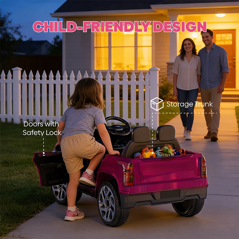 24V Licensed Chevrolet Silverado Electric Car for Kids, Ride-On Truck with Parent Remote Control, Soft Start, 3 Speeds, Music Player, Seat Belts