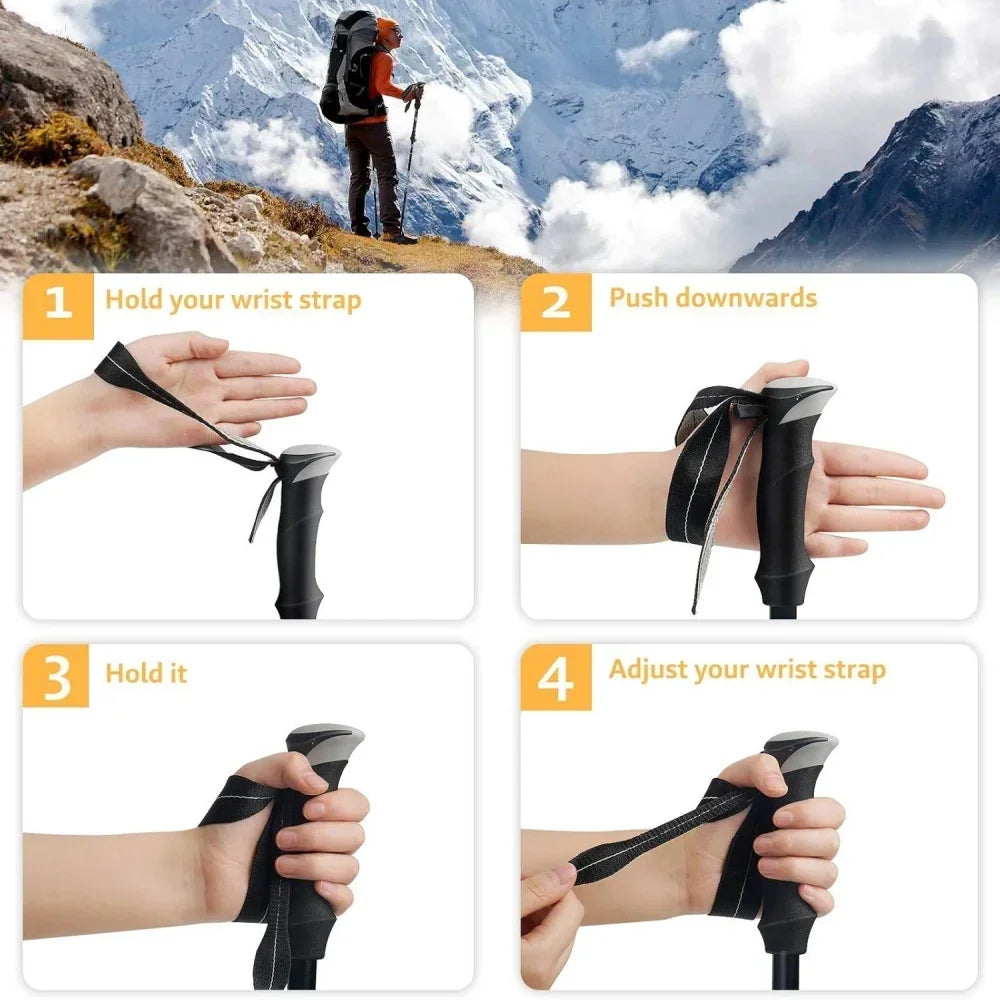 Trekking Poles 2PCS Ultralight Foldable Telescopic Nordic Walking Hiking Sticks Collapsible Outdoor Camping Trail Running Canes