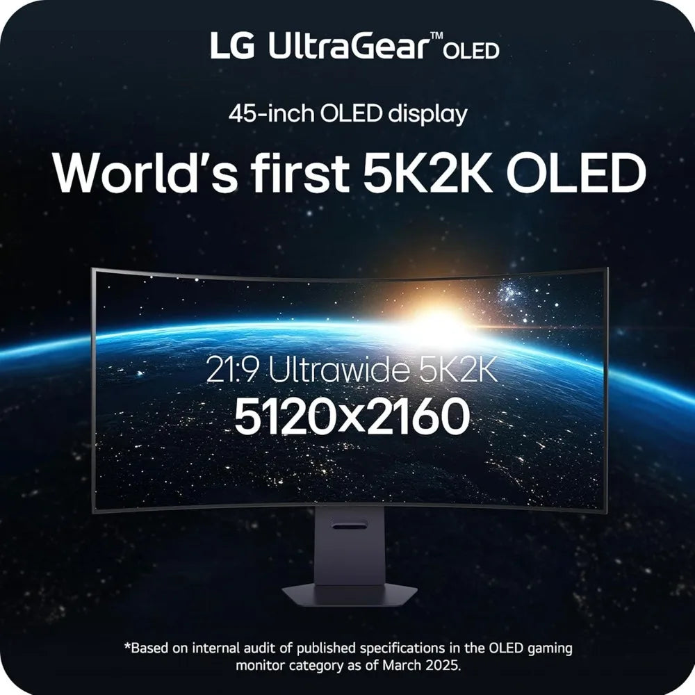 Curved OLED Gaming Monitor 45 Inch 5120x2160 WUHD 165Hz 0.03ms G-Sync FreeSync HDR USB-C DP2.1