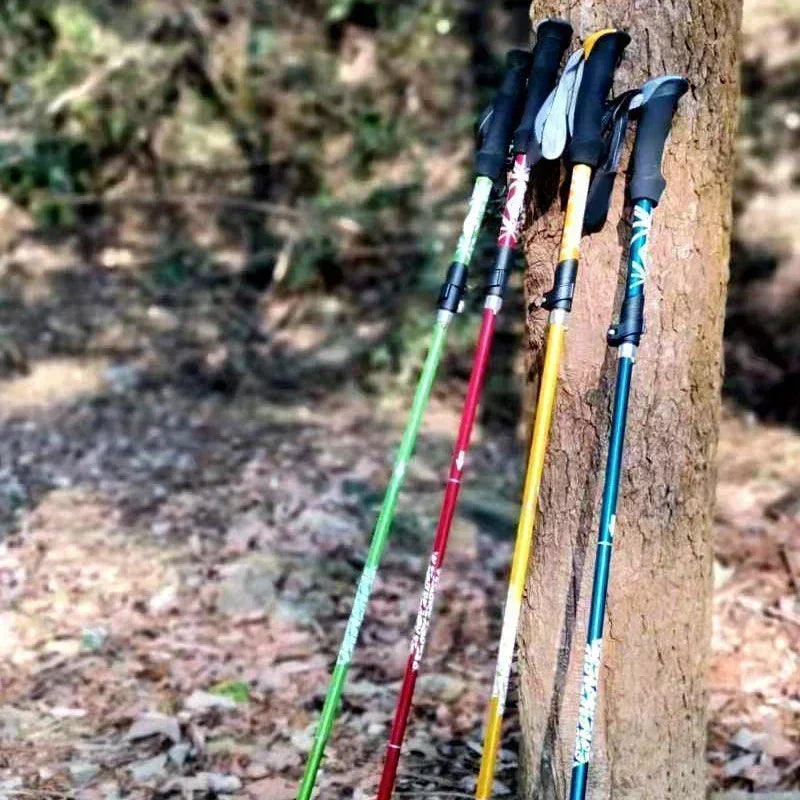 Trekking Poles 2PCS Ultralight Foldable Telescopic Nordic Walking Hiking Sticks Collapsible Outdoor Camping Trail Running Canes