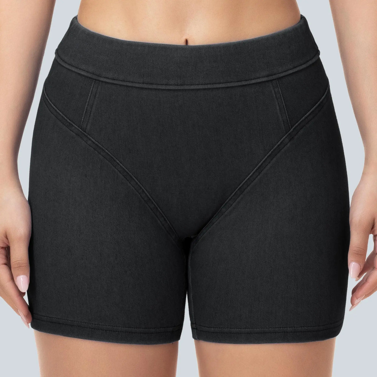 THE GYM PEOPLE Stretchy Pull On Skiny Denim Shorts for Women Scrunch Booty Lifting Jean Shorts