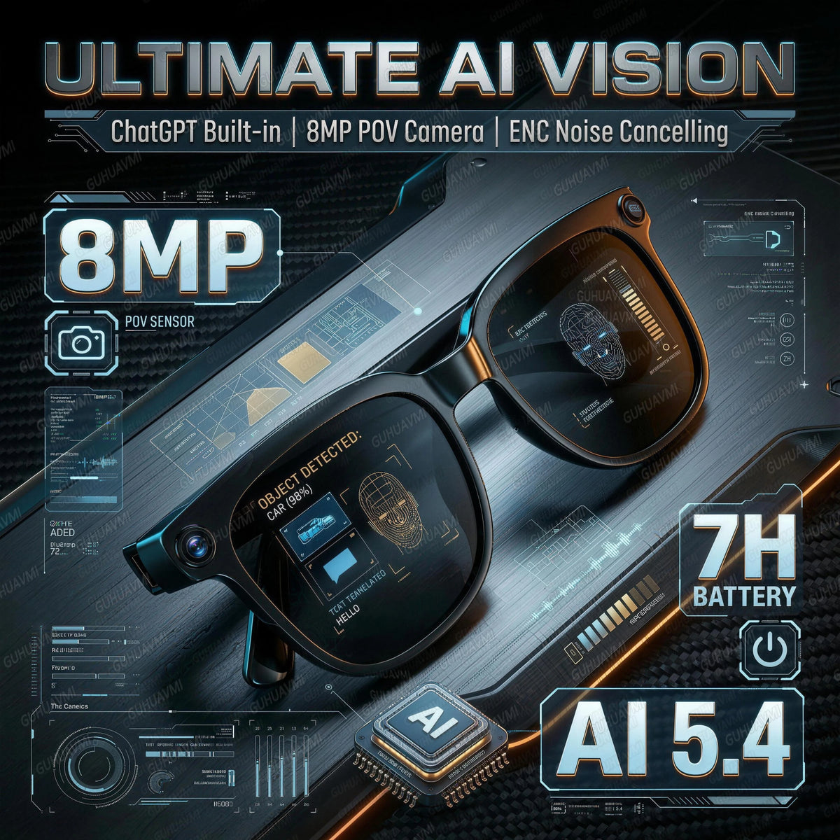 2026 New Smart AI Glasses 8MP Pixel 4k HD Camera Anti-shake Video Record ChatGP WIFI Translation Call Waterproof Sunglasses Men
