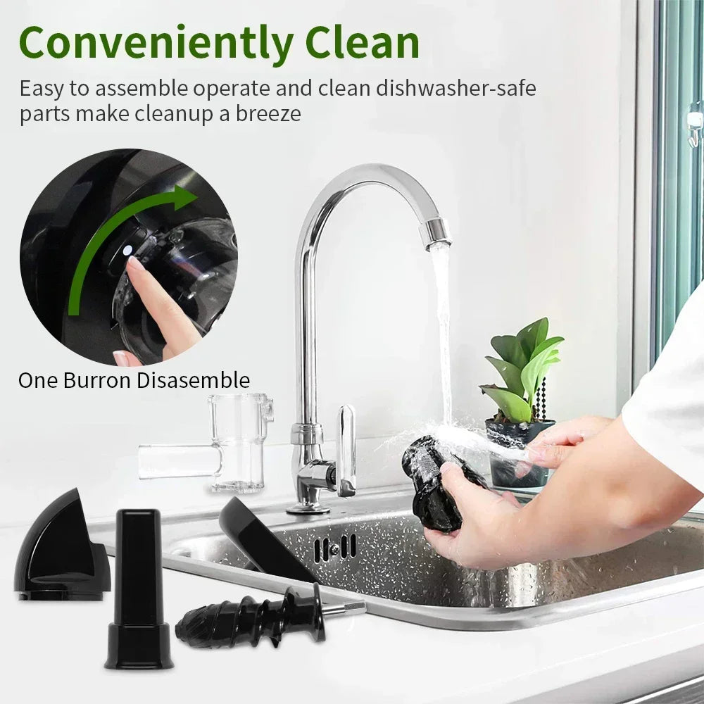 250W Slow Cold Press Fruit Juice Extractor, Anti-jam Reverse, Easy Clean, BPA-Free Quiet Household Vegetable Juicer