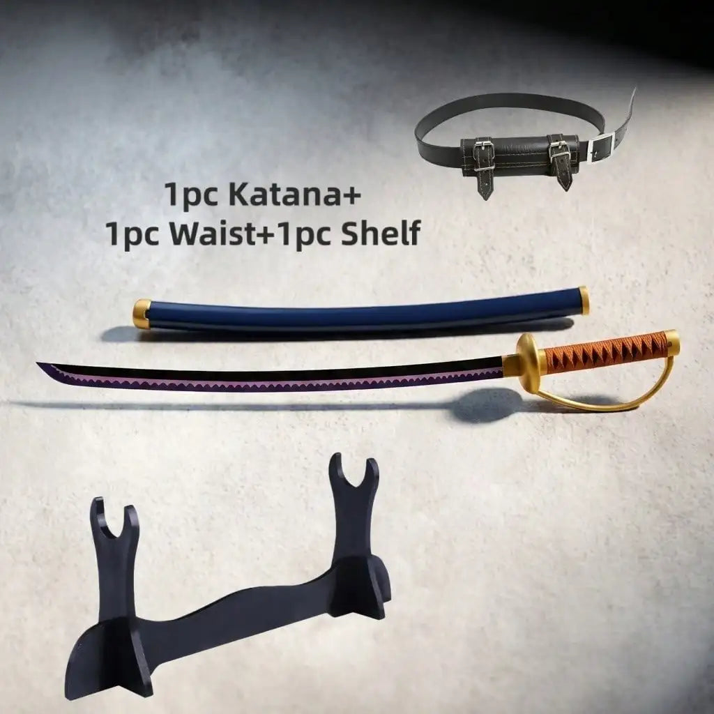 40inch 101cm Katana Sword One Piece Zoro Enma Wado Ichimonji Blade Wood Bamboo Japanese Samurai Anime Cosplay Prop Stand Belt 2pcs Set Real Size Otaku Collectible Gift Toy Display Three Sword Style Ninja Knife Schwert Sabre