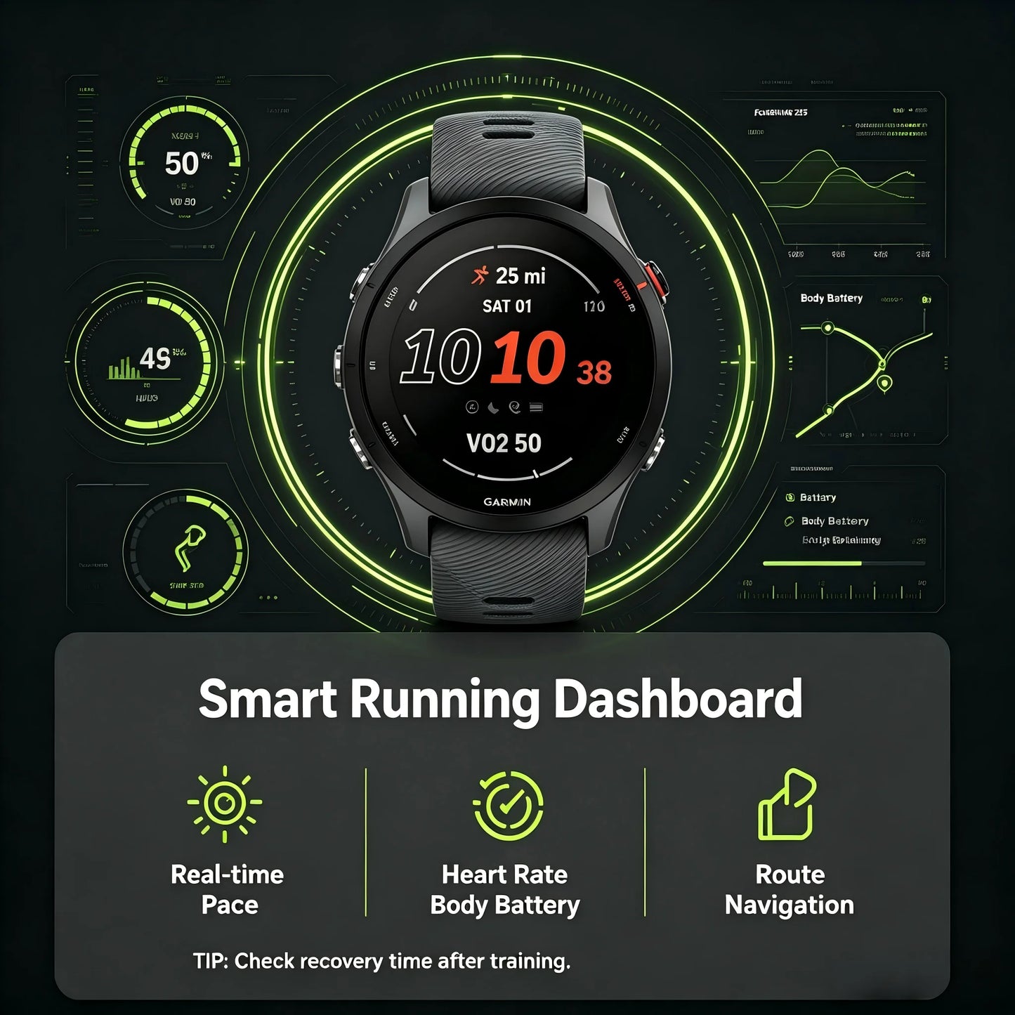 Garmin Forerunner 255 Smartwatch for Men Women, Multisport Fitness Tracker, Built-in GPS, Sleep & Stress Tracking, Swim Proof, Long Battery Life