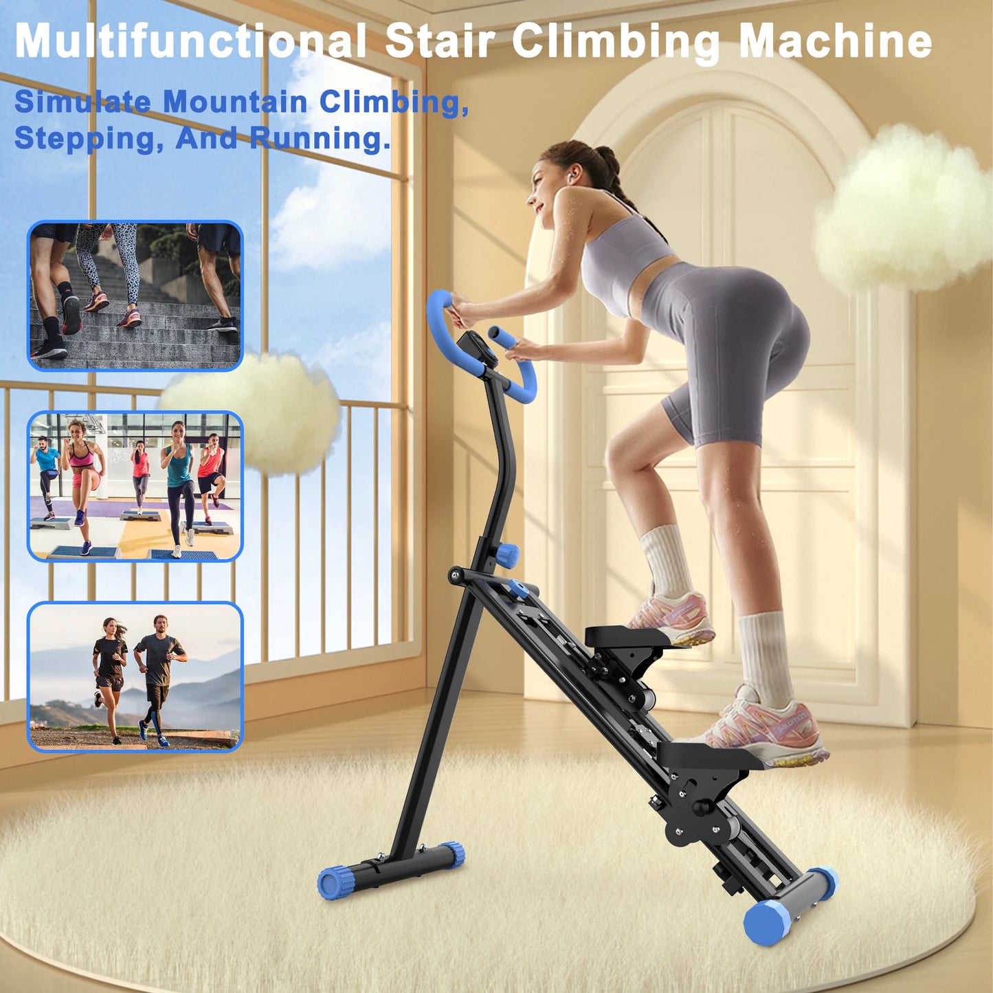 Vertical Climber Machine with Adjustable Resistance, Full-Body Workout Stepper with Stable Frame & Adjustable Handlebar, Home Fitness Equipment