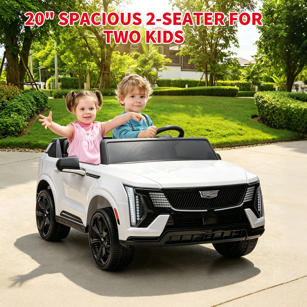 24V 2 Seat Kids Electric Ride On Car With 2.4G Parent Remote, Dual 130W Motors, Spring Suspension, LED Lights, Music Truck Toy