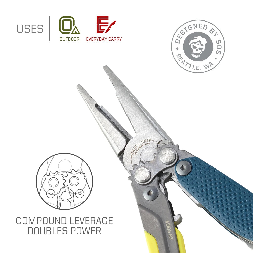 SOG 5 in 1 Aegis MT Mini Portable Multitool Pliers With Precision Cutting Pliers Soft Wire Cutter Tweezers Bottle Opener Ultralight EDC Pocket Gear For Daily Carry Camping Hunting Fishing Emergency Survival Outdoor Utility Mu