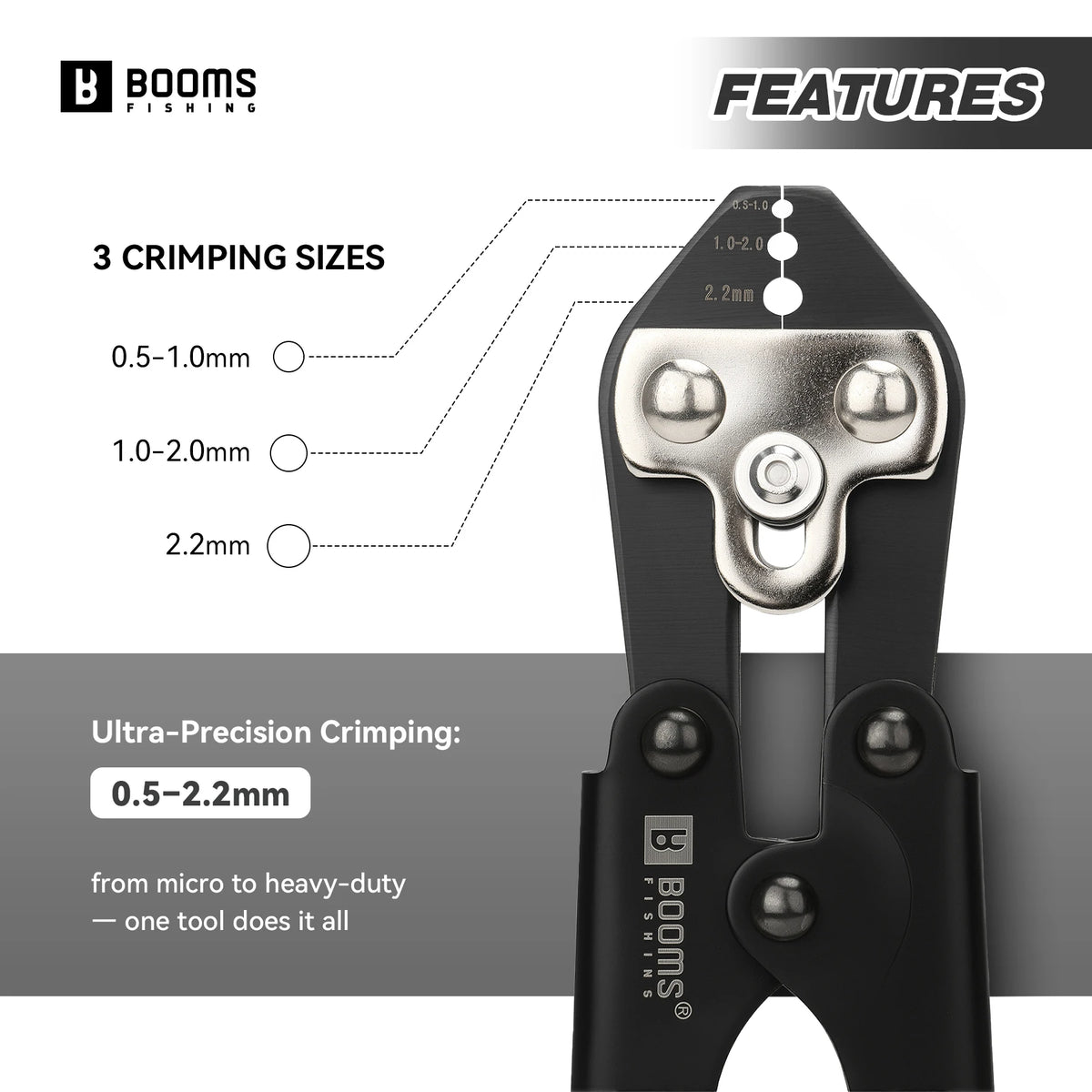 Booms Fishing XW42 Fishing Crimping Pliers Tool Suitable For the Diameter is 0.5mm to 2.2mm Steel Wire Line 8.8in Fishing Tools