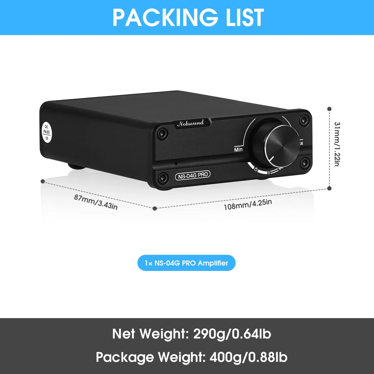 Nobsound NS-04G PRO Mini Digital Power Amplifier HiFi Stereo 2.0 Channel Class D Home Desktop Audio Amp 100W+100W