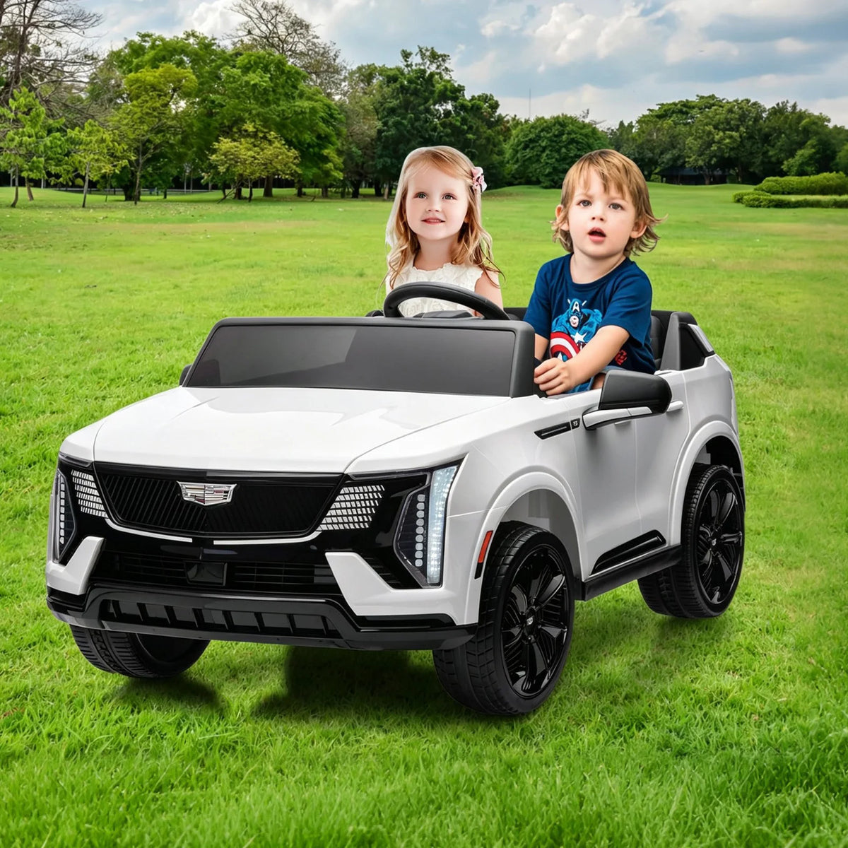 24V 2 Seat Kids Electric Ride On Car With 2.4G Parent Remote, Dual 130W Motors, Spring Suspension, LED Lights, Music Truck Toy